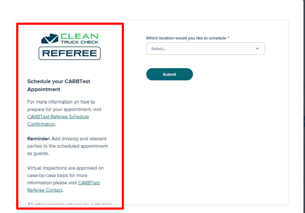 Appointment request form page with VIN pre-populated
